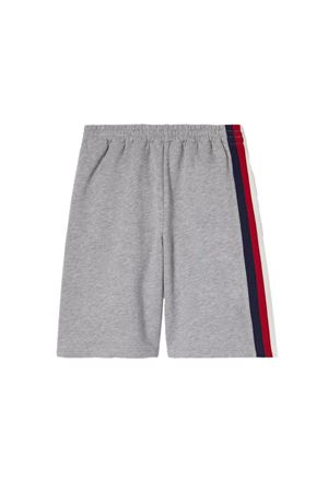 Light grey felted cotton jersey shorts GUCCI KIDS | 805454XJGX51183